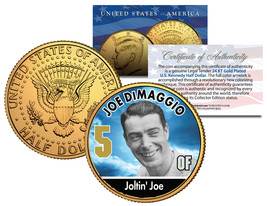 Joe Dimaggio ** Baseball Legends ** Jfk Half Dollar 24K Gold Plated U.S. Coin - £7.53 GBP