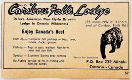 1969 Caribou Falls Hunting Lodge Advertisement Hunting Hotel Ontario F15W - $19.99