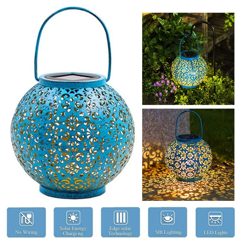 Retro LED Solar Lantern Outdoor Waterproof Hanging Lamp Patio Garden Decoration - £26.08 GBP