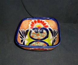 Hencho En Mexico Vintage Hand Painted Sunflower Bowl Talavera 5 1/2&quot; - £22.31 GBP