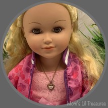 Gold Filigree White Enamel Pink Rose Pendant Doll Necklace • 18” Doll Je... - £6.16 GBP