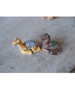 Lot of 2 Small Handmade Ceramic Sitting Camel Figurines 1 1/4&quot; Tall LOOK - £14.70 GBP