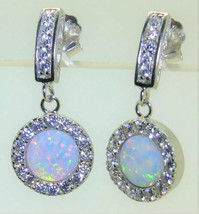 2.50Ct Round Simulated Opal Drop/Dangle Earrings 14k White Gold Plated Silver - $113.84