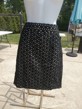 ANN TAYLOR LOFT BLACK EYELET SKIRT W BEIGE LINING 8 - $14.99