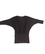 Women Top Black Sz:S/ Overcrossing V-Neckline 3/4 Sleeve Tummy Control &amp;... - $9.99
