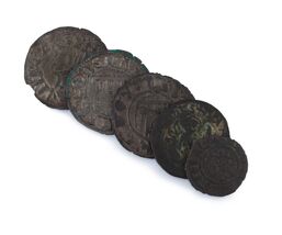 Lot of Five Ancient Spanish and Italian States Coins VF - XF Condition - $197.99