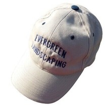 Evergreen Landscaping Ball Cap Hat Adjustable Baseball Snapback Beige Blue - £11.52 GBP