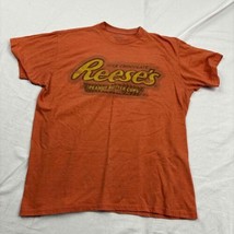 Vintage Men Short Sleeve T-Shirt Orange Logo Reese&#39;s Cups Crewneck Size Medium - £11.07 GBP