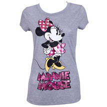 Minnie Mouse Ladies Pink Foil Logo Tee Shirt Grey - £22.96 GBP