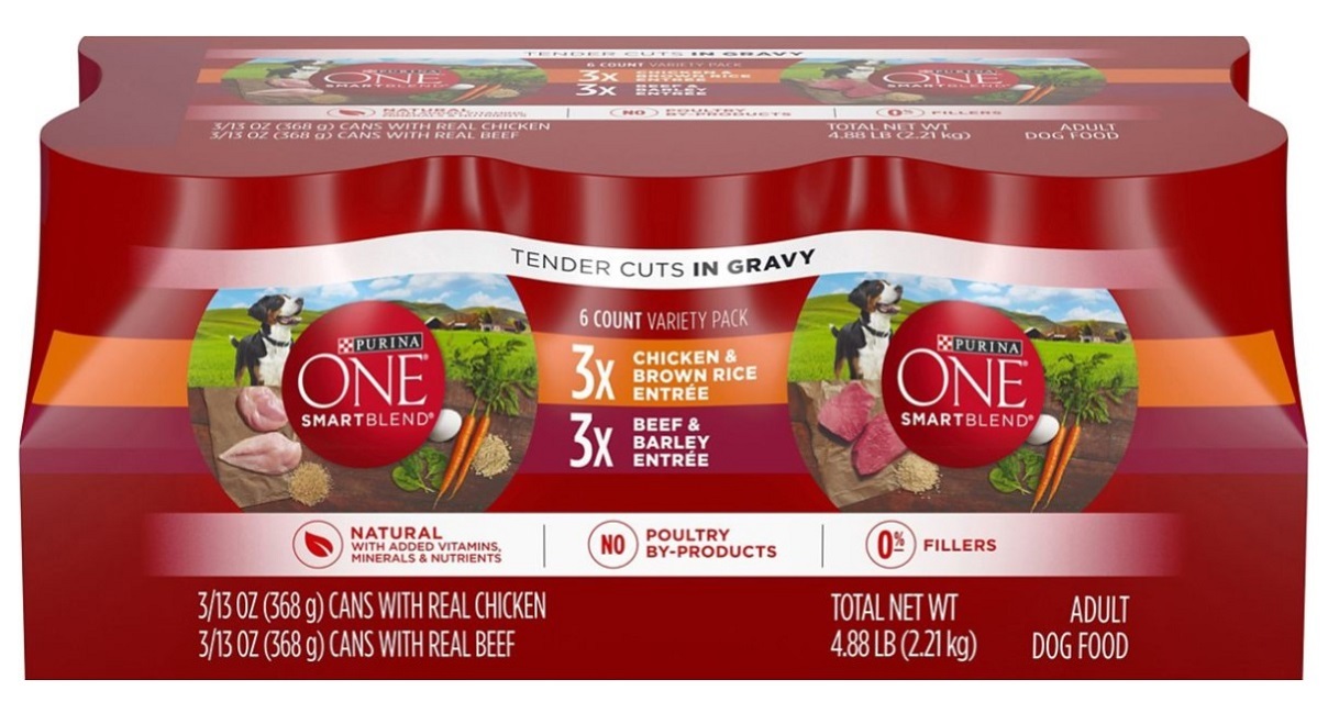 Purina One Adult Beef & Chicken in Gravy Wet Dog Food Variety Pack, Count of 6 - $27.90