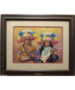 Zuni Rainbow Dancers Carol Theroux Original Pastel Painting 27x33 Frame ... - $1,700.00