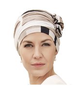 2 Item Bundle: Lotus Pleated Linen Turban with Side Lotus Flower, Elegan... - $74.30 CAD