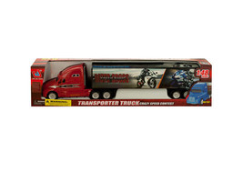 Case of 2 - Friction Powered Trailer Truck with Motorcycle Decals - £51.87 GBP