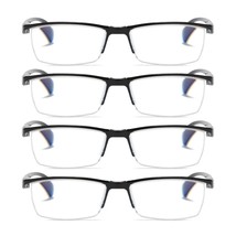 4 PK Mens Half Frame Spring Hinge Reading Glasses Blue Light Blocking Re... - £10.38 GBP