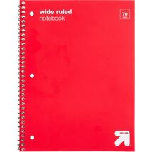 up&amp;up Spiral Notebook Wide Ruled 1 Subject 70 Pages Red 3 Hole Punched - €9,75 EUR