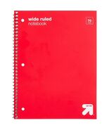 up&amp;up Spiral Notebook Wide Ruled 1 Subject 70 Pages Red 3 Hole Punched - €9,75 EUR