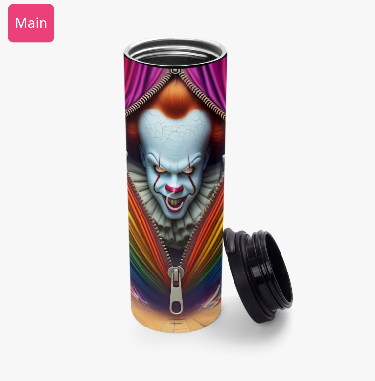 Pennywise Creeping thru a Curtain / Halloween / 17oz Tumbler - $33.00