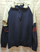 Sasson vintage sweatshirt 1/4 zip blue gray maroon L Men large 90s - £15.81 GBP