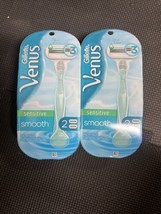 (2a) Gillette VENUS Sensitive Smooth 3 Blade Elixir Razor + 2 Cartridges - £7.81 GBP