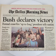 Vintage 1991 Dallas Morning News Bush Declares Victory Formal Cease Fire... - $26.18