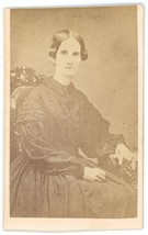 Antique CDV Circa 1870&#39;S Lovely Older Woman in Dress Tankersley Bloomington, IL - £7.44 GBP