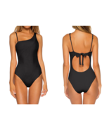 Becca Adeline One Shoulder Rib One Piece Swimsuit  Black Adjustable Sz M... - £77.19 GBP