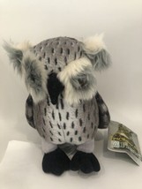 Fiesta 8&quot; HORNED OWL Plush Stuffed Animal Toy Gray White Bird New - $14.99