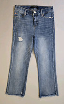 Liverpool Jeans Womens 4/27 The Crop Flare Frayed Raw Hem Blue Denim 27x25 - $23.05