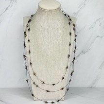 Chico&#39;s Triple Strand Black Wire Beaded Tiered Necklace - £14.79 GBP