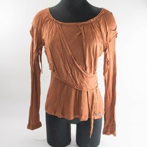 Phard Couture Copper Raw Edge Overlaid Viscose Wool Knit Top Lg - £30.81 GBP