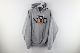 Vintage Disney Mens Small Mickey Mouse New York City Spell Out Hoodie Sweatshirt - $59.35