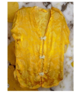 Asian Chinese Japanese Style Womens S-M Blouse SS Yellow Halloween Costume - $181.74 MXN