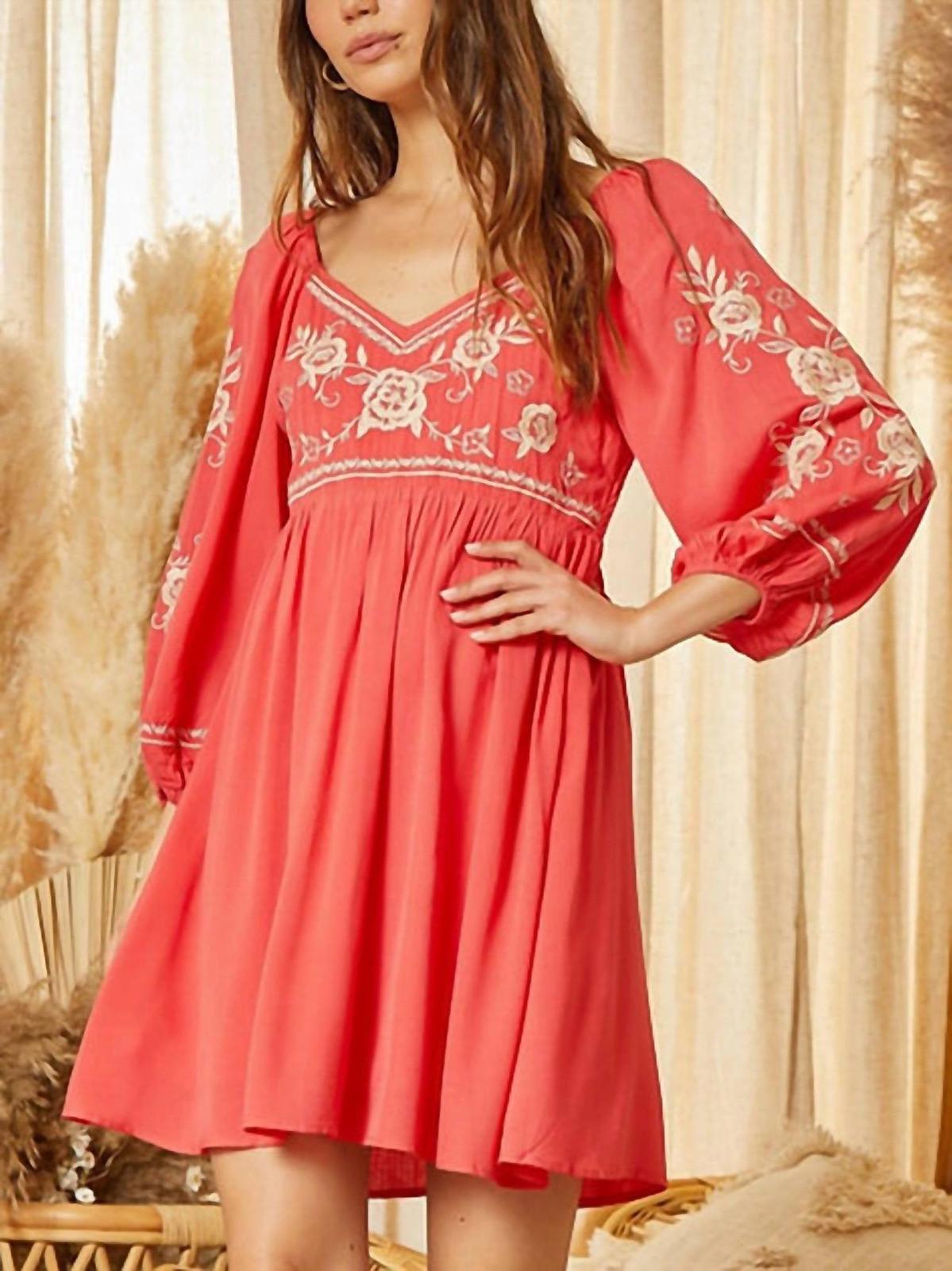 Savanna Jane Coral Quarter Sleeve Dress Red - $44.00