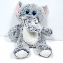 Elephant Gray White Plush Stuffed Animal  Kellytoy Blue Glitter Eyes Pink 11&quot; - £15.52 GBP