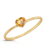 14K SOLID GOLD RING WITH NATURAL HEART SHAPE BEZEL SET CITRINE - $298.48