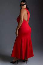 Maeve Anthropologie 1X Gown Dress Halter Maxi Midi Fit Flare Red Formal Prom - $81.27