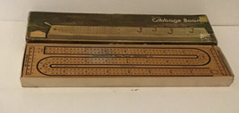 Vintage Wooden Cribbage Board in Box Instruction Continuous Track Clevel... - $24.50