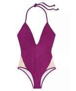 Victoria’s Secret PINK Orchid Purple Halter Plunge Mesh One Piece Swimsu... - £21.80 GBP