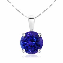 ANGARA Classic Round Tanzanite Solitaire Pendant in 14K Solid Gold | 18&quot; Chain - £1,463.34 GBP