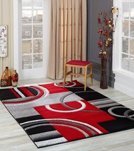 Area Rug By Glory Rugs, Contemporary 5 X 7 Red Soft Hand Carved Floor Carpet - £73.89 GBP