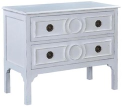Chest of Drawers Amelia White Circles Old World Distressed Wood 2-Drawer  - £1,213.99 GBP