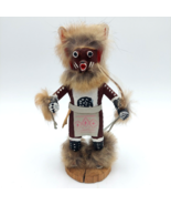 Vintage Native American Kachina Dancer 7&quot; Mouse Wood, Fur &amp; Feathers Signed - £26.52 GBP