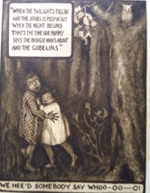Halloween Postcard Boogie-Man Gobelins Fantasy Owl Sepia Scared Children Woods - £134.14 GBP