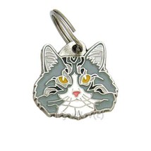 Cat name ID Tag,  Norwegian forest cat, Personalized, Engraved, Handmade... - $20.23+