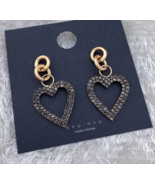 NYU NYU Gold Black Heart Earrings Drop **Made in Korea New - $13.02 CAD