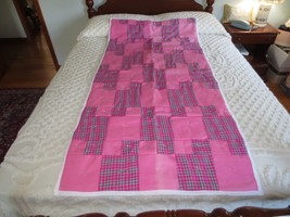 HANDMADE Signed CONGRATULATIONS! Tied PATCHWORK QUILT THROW - 33-1/2&quot; x 69&quot; - £9.39 GBP