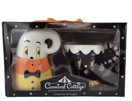 Johanna Parker Carnival Cottage Candy Corn Ghost Halloween Creamer Sugar... - £55.74 GBP