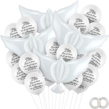 36 Pieces White Memorial Balloons With 4 Pieces Peace Dove Balloons Pigeon Bird  - £11.94 GBP