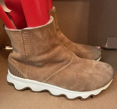 Sorel Kinetic Short Brown Suede Zip Boots Womens Size 7.5 Waterproof NL3128-224 - £43.20 GBP