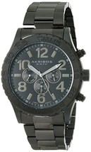 NEW Akribos XXIV AK763BK Men&#39;s Grandiose Swiss Gunmetal Black Watch chronograph - £35.57 GBP